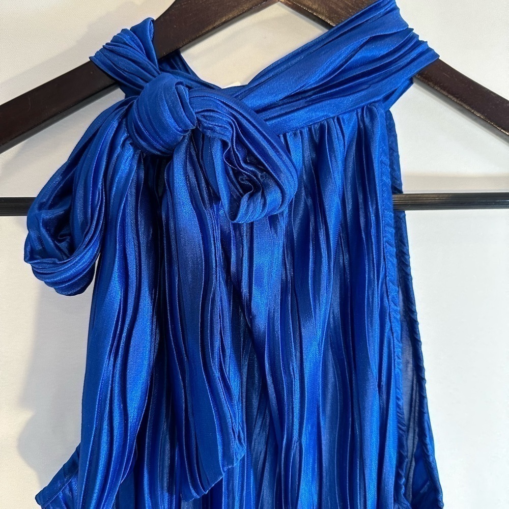 Heart Soul Womens Blouse Size M Sleeveless Halter Tie Bow Neckline Royal Blue - Picture 9 of 13